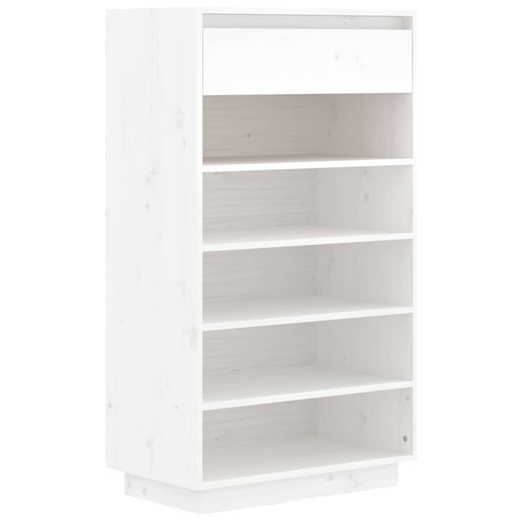 vidaXL Wooden Shoe Cabinet | White | Solid Pine Wood | Medium 2