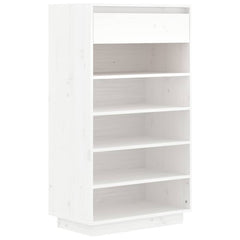 vidaXL Wooden Shoe Cabinet | White | Solid Pine Wood | Medium 2