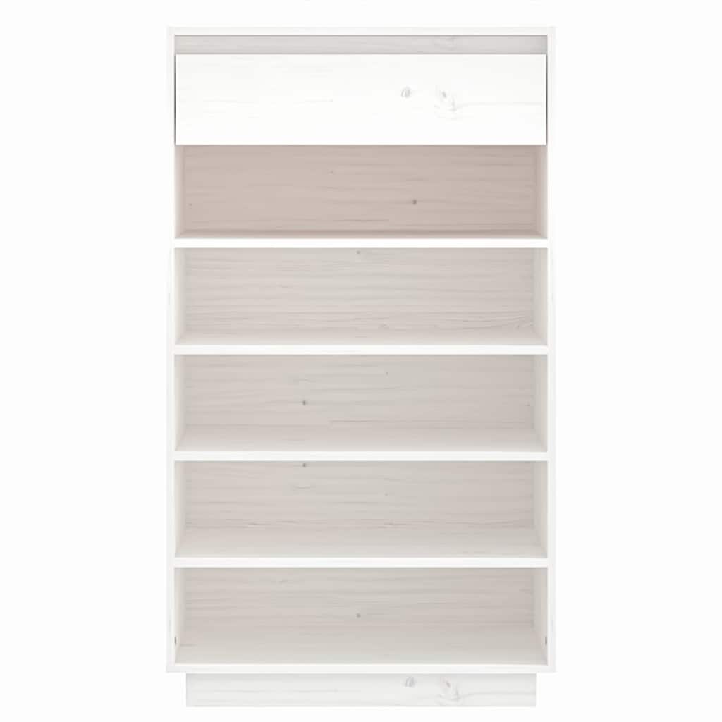 vidaXL Wooden Shoe Cabinet | White | Solid Pine Wood | Medium 5