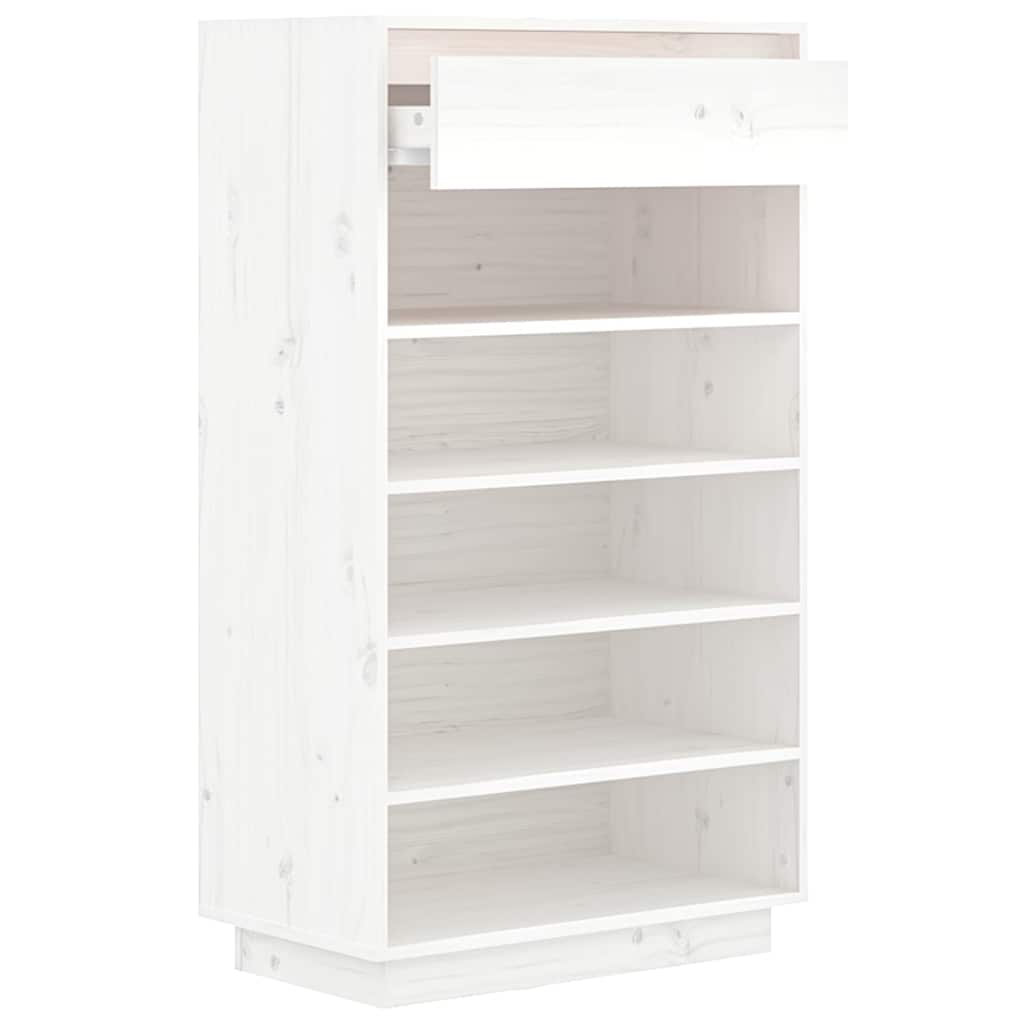 vidaXL Wooden Shoe Cabinet | White | Solid Pine Wood | Medium 6