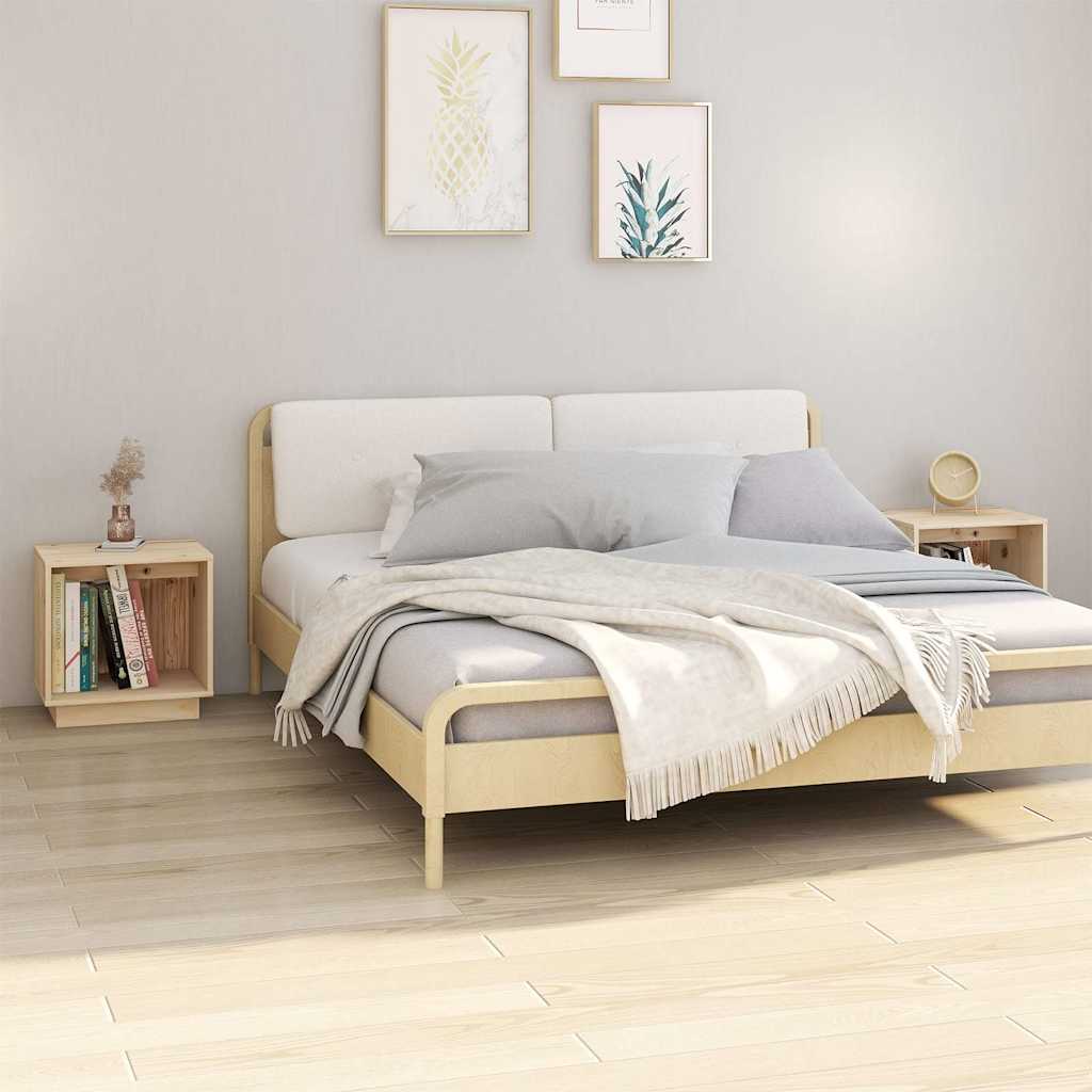 vidaXL Bedside Cabinet | Set of 2 | Natural Wood | Solid pinewood | Medium 1