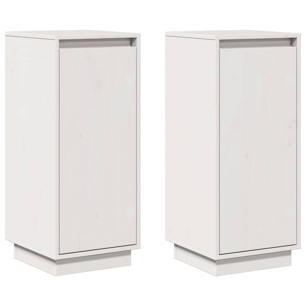 vidaXL Sideboard | Set of 2 | White | Solid pinewood | 31.5x34x75 cm | Sideboard 2