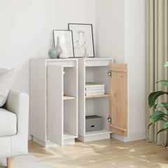 vidaXL Sideboard | Set of 2 | White | Solid pinewood | 31.5x34x75 cm | Sideboard 3