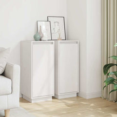 vidaXL Sideboard | Set of 2 | White | Solid pinewood | 31.5x34x75 cm | Sideboard 1