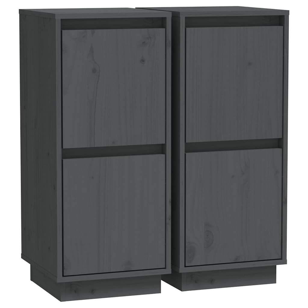 vidaXL Sideboard | Set of 2 | Grey | Solid pine wood, MDF | Medium | Sideboard 2