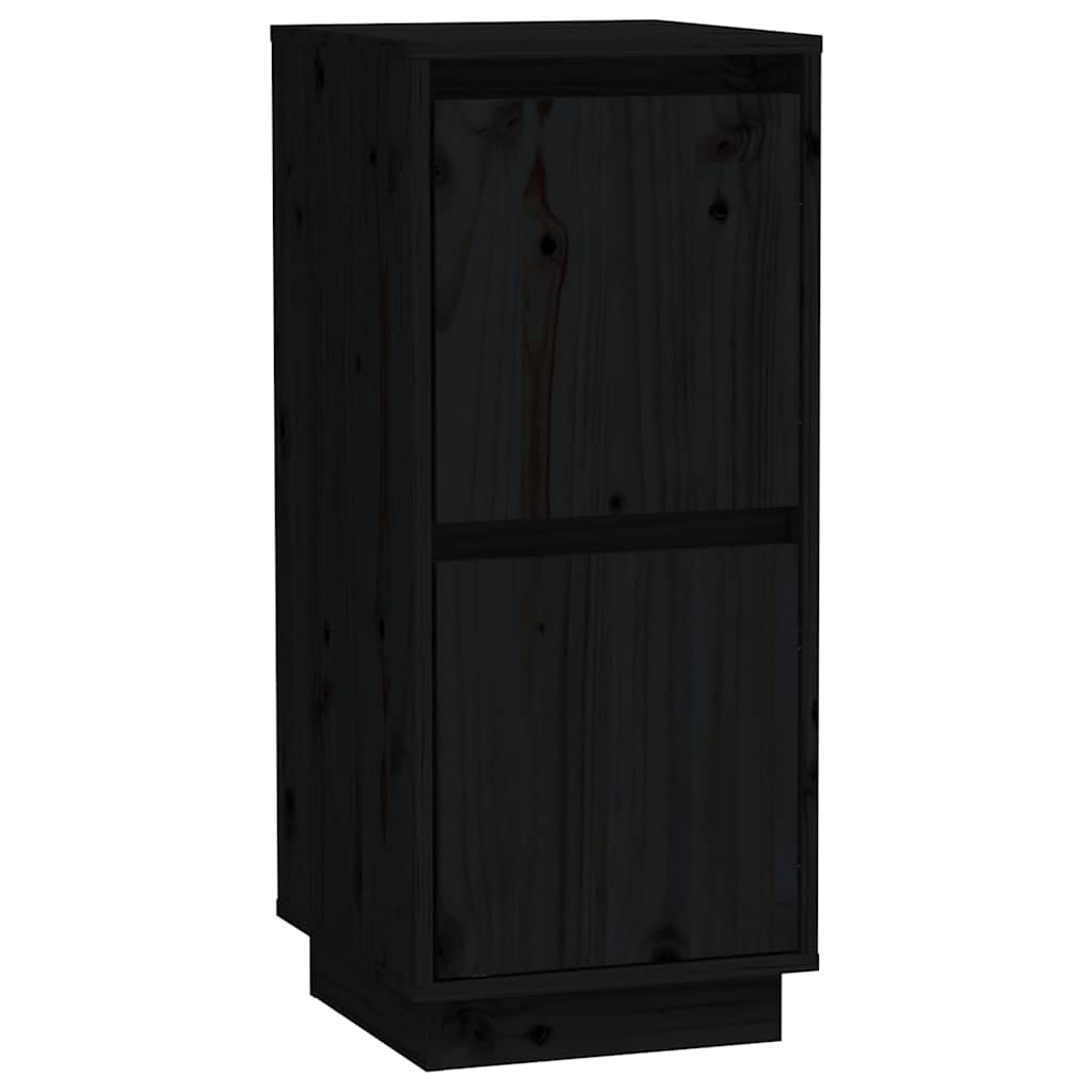 vidaXL Sideboards 2 pcs Black 31.5x34x75 cm Solid Wood Pine 4