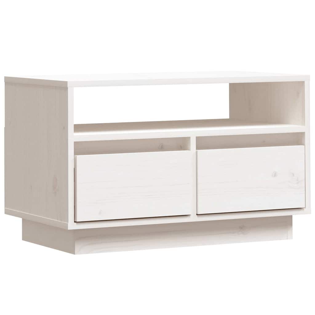vidaXL TV Cabinet | White | Solid Pine Wood | 60 cm x 35 cm x 37 cm | TV Cabinet 2