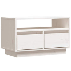 vidaXL TV Cabinet | White | Solid Pine Wood | 60 cm x 35 cm x 37 cm | TV Cabinet 2