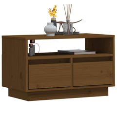 vidaXL TV Cabinet Honey Brown 60x35x37 cm Solid Wood Pine 4