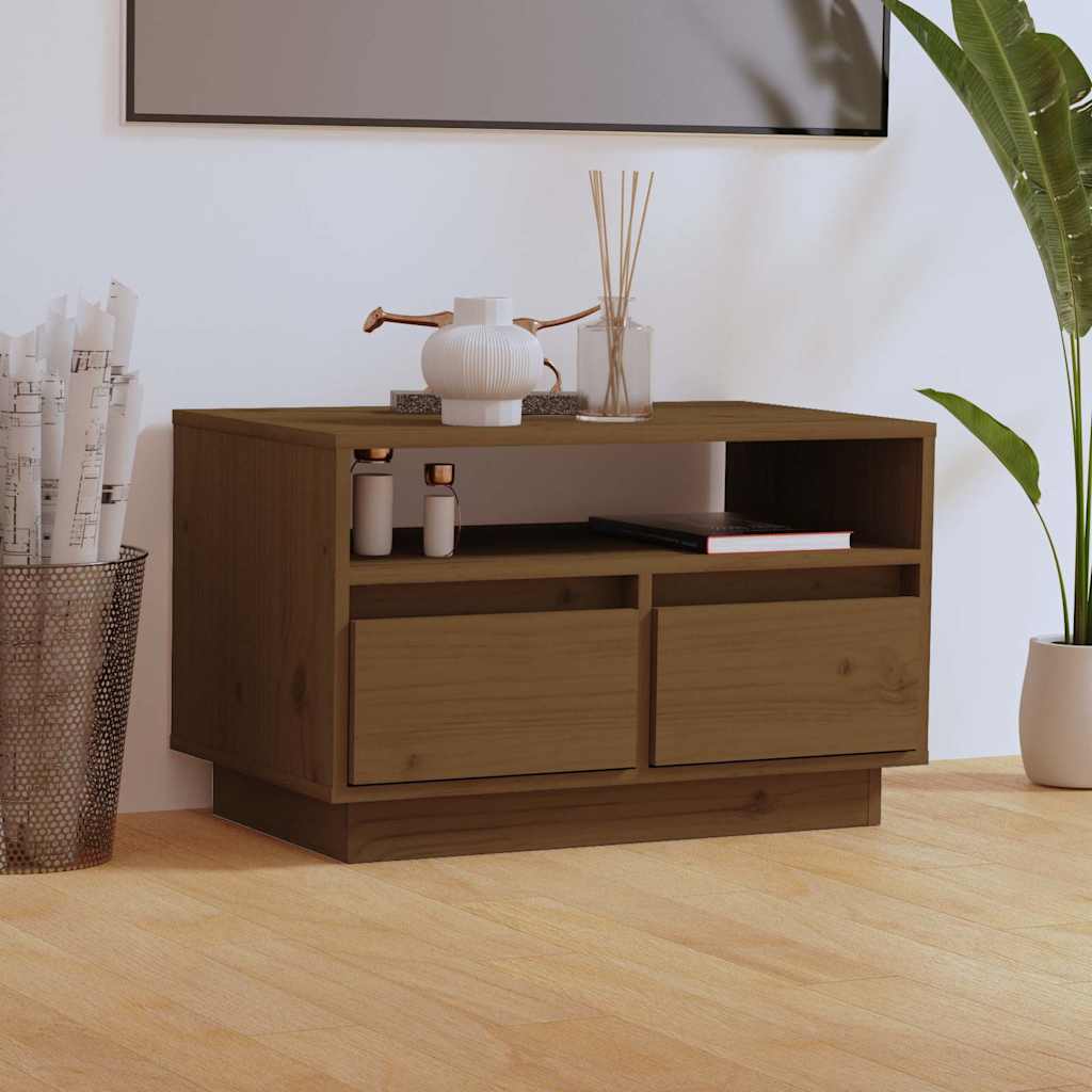 vidaXL TV Cabinet Honey Brown 60x35x37 cm Solid Wood Pine 1