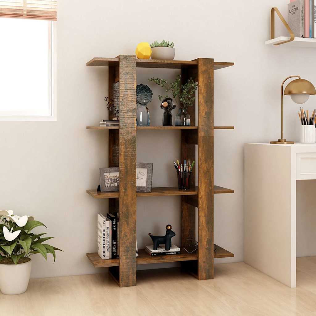 vidaXL Book Cabinet/Room Divider Smoked Oak 80x30x123.5 cm 3