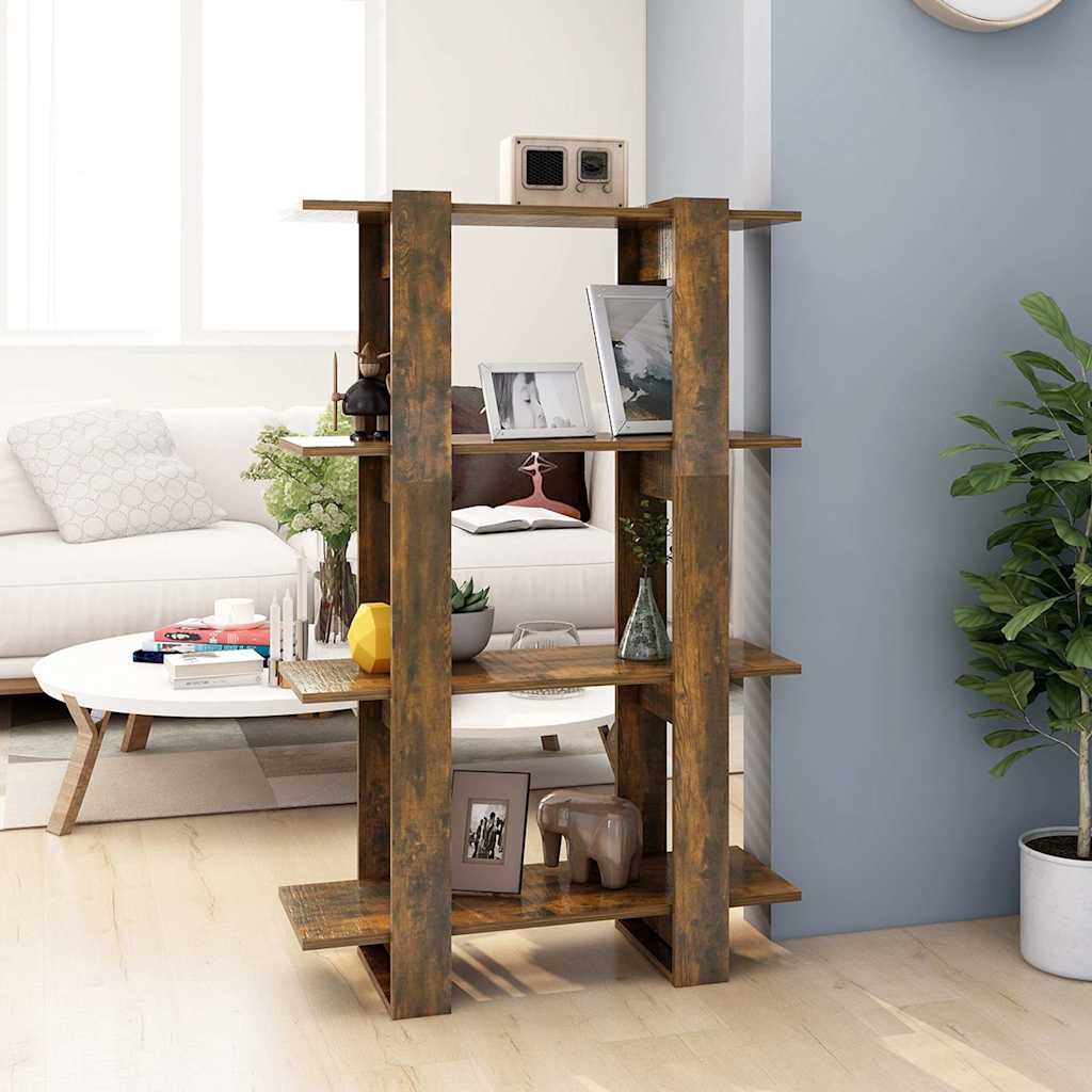 vidaXL Book Cabinet/Room Divider Smoked Oak 80x30x123.5 cm 1