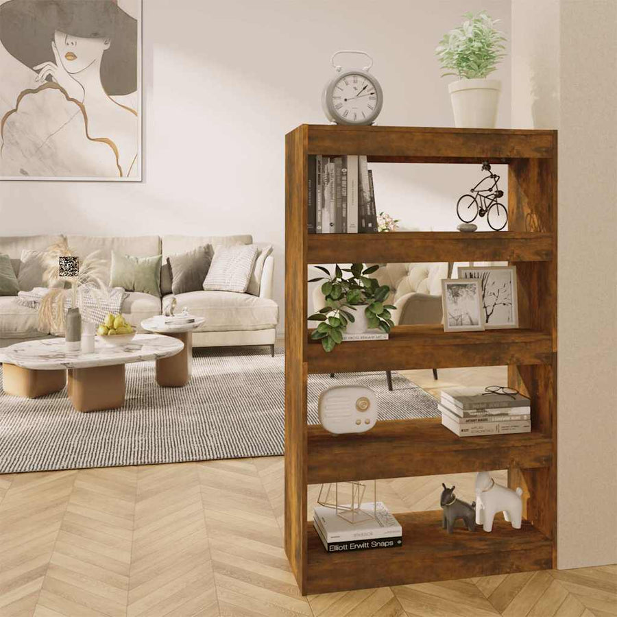 vidaXL Book Cabinet/Room Divider Smoked Oak 80x30x135 cm Engineered Wood 1