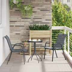 vidaXL Stackable Garden Chairs 2 pcs Grey Textilene Fabric 1