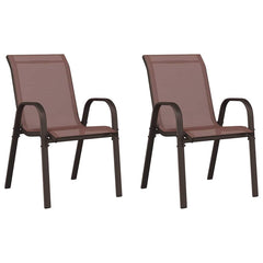 vidaXL Stackable Garden Chairs 2 pcs Brown Textilene Fabric 2