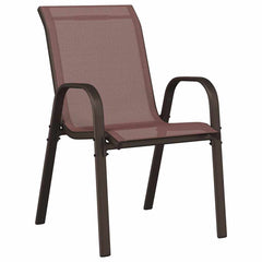 vidaXL Stackable Garden Chairs 2 pcs Brown Textilene Fabric 5