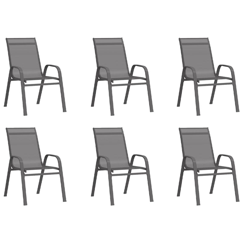 Stackable Garden Chairs 6 pcs Grey Textilene Fabric