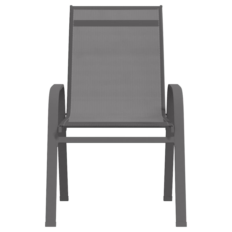 Stackable Garden Chairs 6 pcs Grey Textilene Fabric