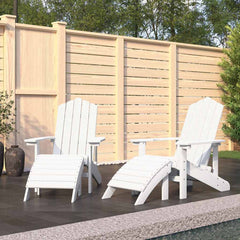 Garden Adirondack Chair with Footstool HDPE White 2x armchair + 2x footrest