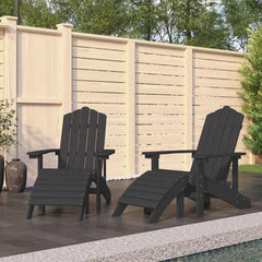 Garden Adirondack Chair with Footstool HDPE Anthracite 2x armchair + 2x footrest