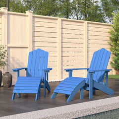 Garden Adirondack Chair with Footstool HDPE Aqua blue 2x armchair + 2x footrest