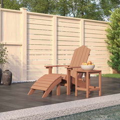 Garden Adirondack Chair with Footstool HDPE Brown armchair + footrest + table