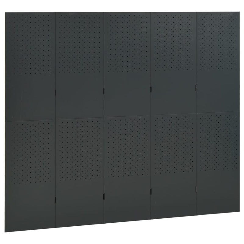 5-Panel Room Dividers 2 pcs Anthracite 200x180 cm Steel