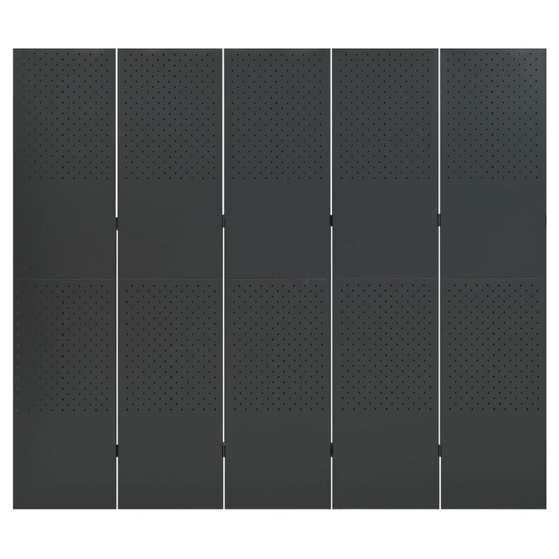 5-Panel Room Dividers 2 pcs Anthracite 200x180 cm Steel