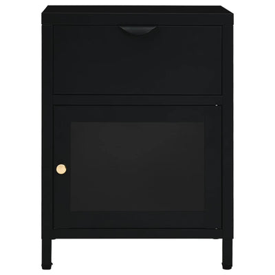 Nightstands 2 pcs Black 40x30x54.5 cm Steel and Glass