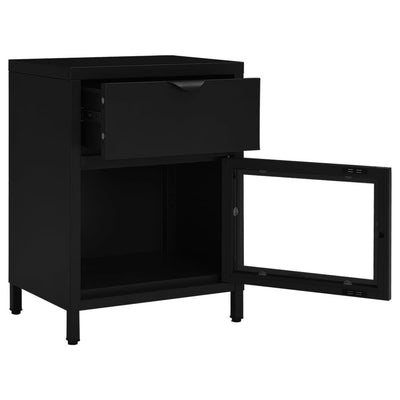 Nightstands 2 pcs Black 40x30x54.5 cm Steel and Glass