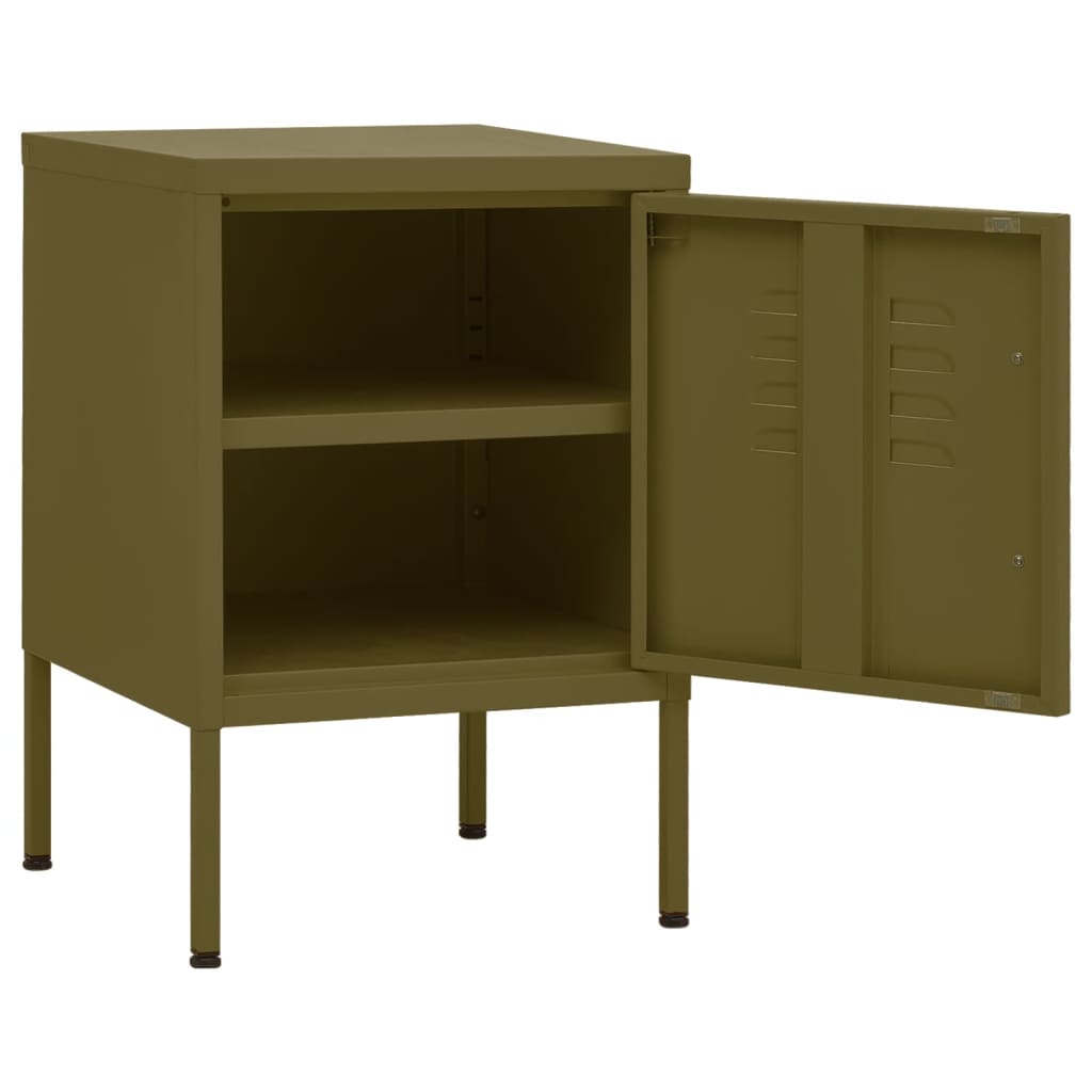 vidaXL Nightstands 2 pcs Olive Green 35x35x51 cm Steel 6