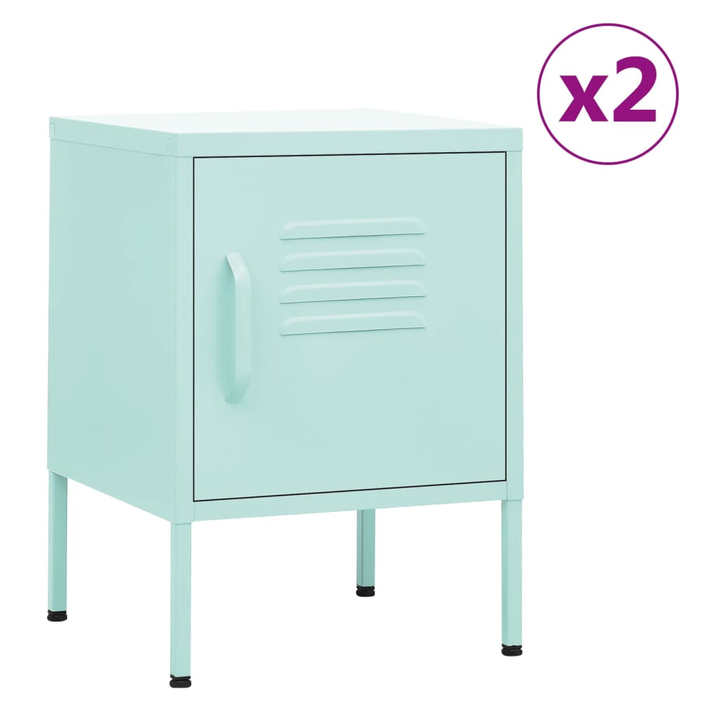 vidaXL Nightstands 2 pcs Mint 35x35x51 cm Steel 1