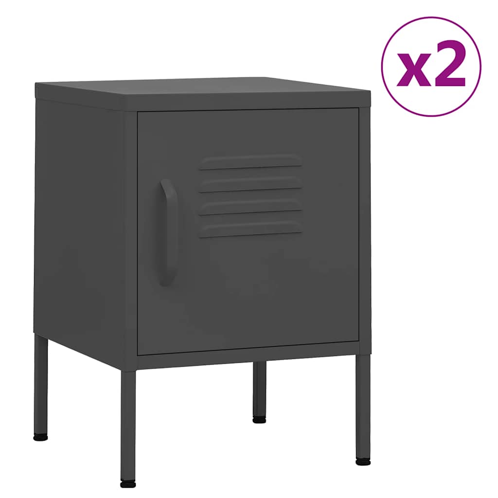 vidaXL Nightstands 2 pcs Anthracite 35x35x51 cm Steel 1