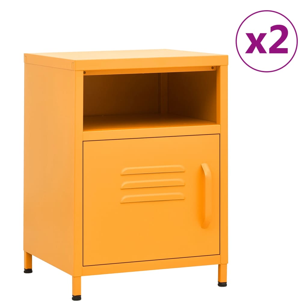 vidaXL Nightstands 2 pcs Mustard Yellow 35x35x51 cm Steel 1