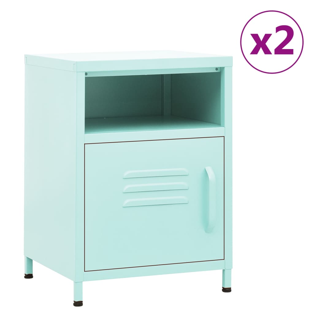 vidaXL Nightstands 2 pcs Mint 35x35x51 cm Steel 1