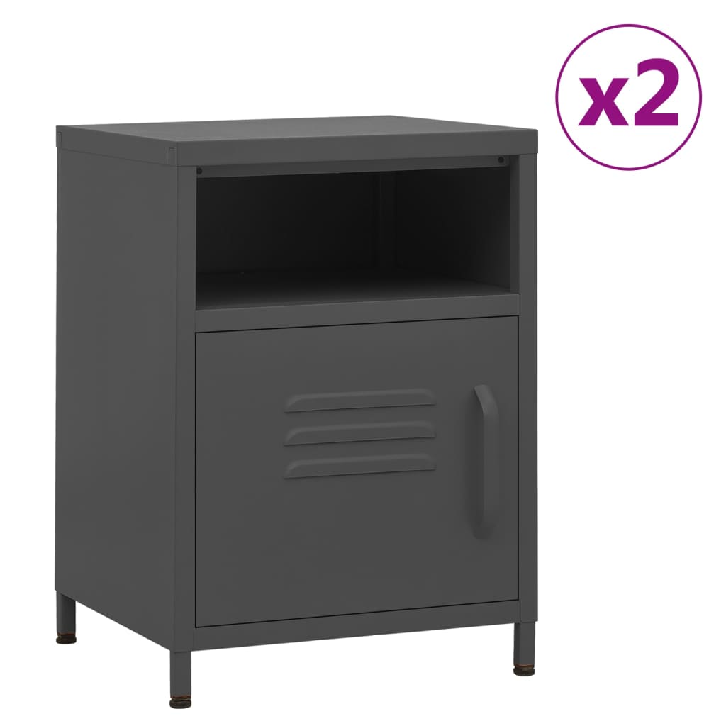 vidaXL Nightstands 2 pcs Anthracite 35x35x51 cm Steel 1