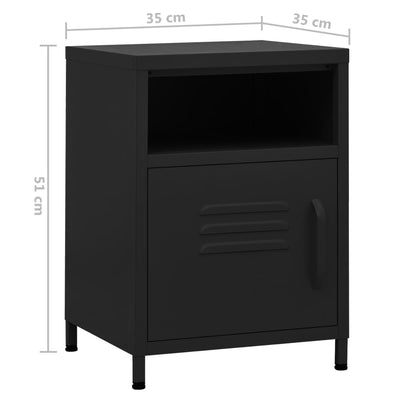 Nightstands 2 pcs Black 35x35x51 cm Steel