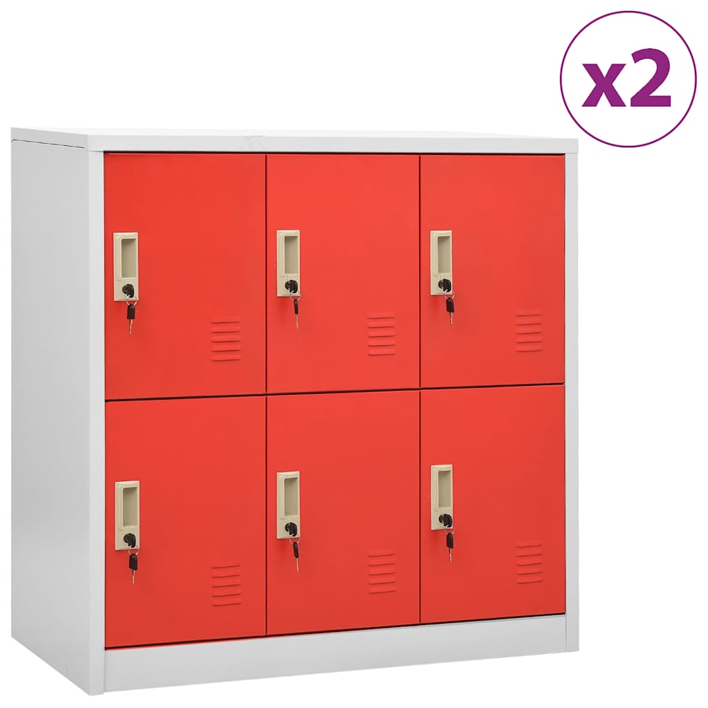 vidaXL Locker Cabinet | Set of 2 | Light grey and red | Steel | Locker Cabinet 1