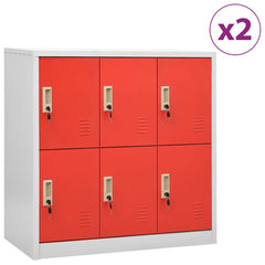 vidaXL Locker Cabinet | Set of 2 | Light grey and red | Steel | Locker Cabinet 1