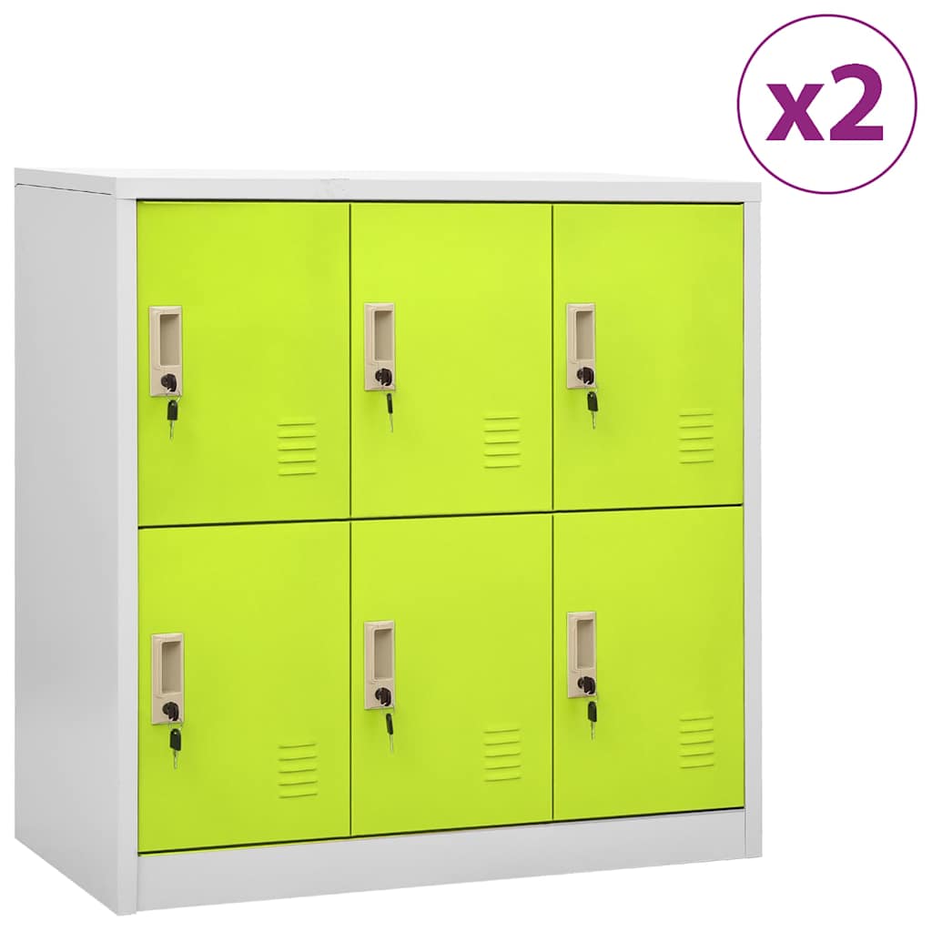 vidaXL Locker Cabinet | Set of 2 | Light Grey and Green | Steel | Medium 1