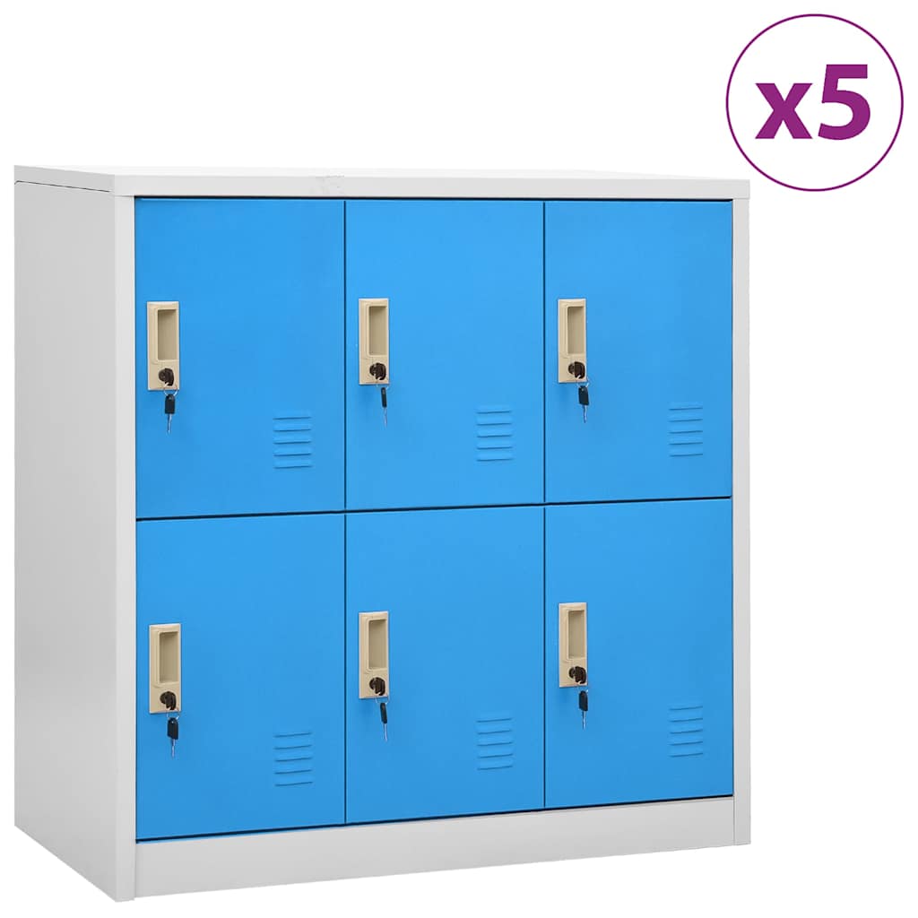 vidaXL Locker Cabinets 5 pcs Light Grey and Blue 90x45x92.5 cm Steel 1