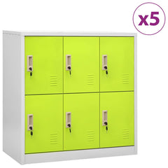 vidaXL Locker Cabinets 5 pcs Light Grey and Green 90x45x92.5 cm Steel 1