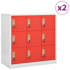 vidaXL Locker Cabinets 2 pcs Light Grey and Red 90x45x92.5 cm Steel 1