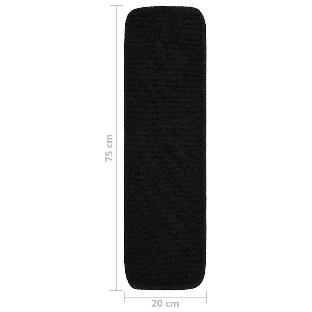 vidaXL Anti Slip Stair Mats 15 pcs 75x20 cm Black Rectangular 6
