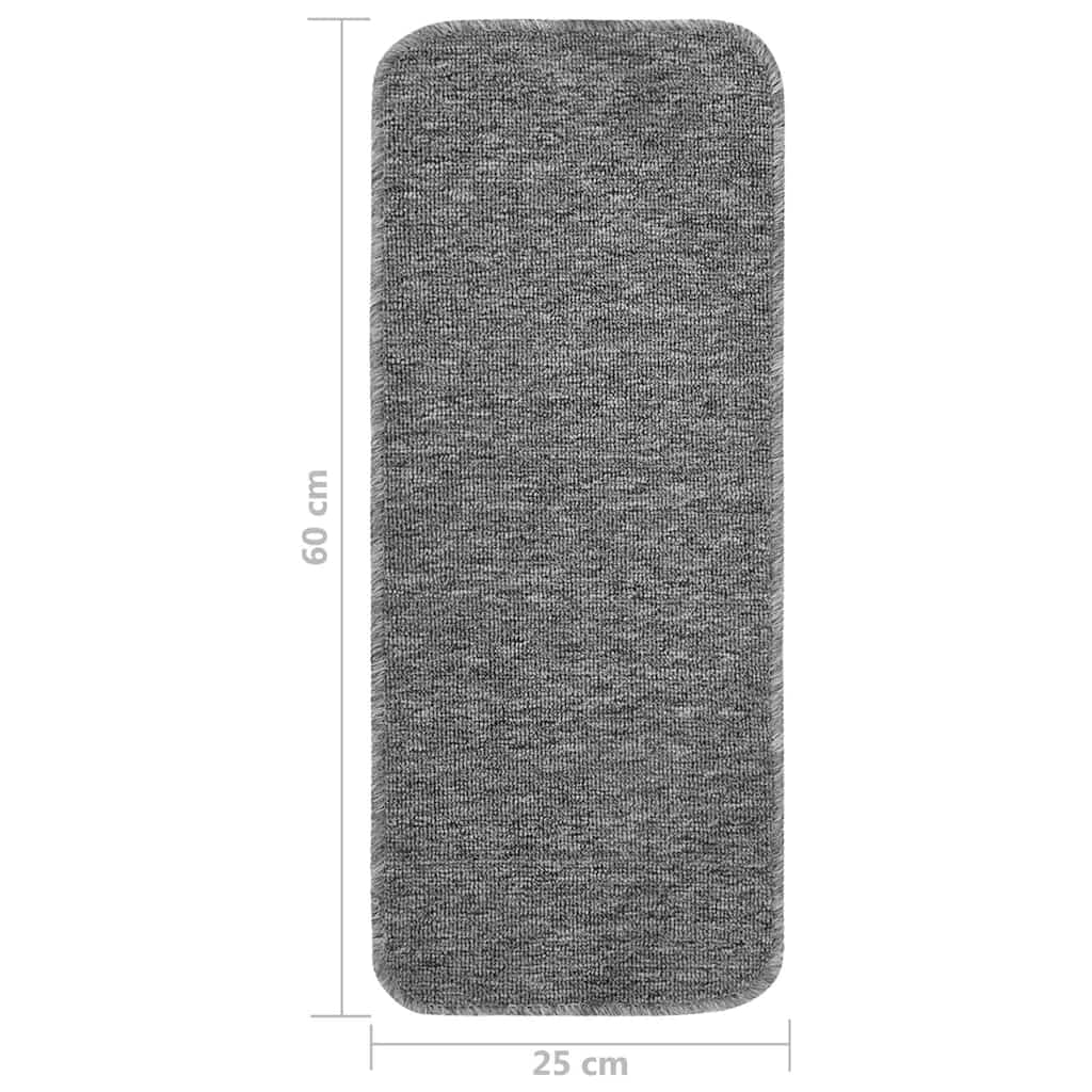 vidaXL Stair Mat | Set of 15 | Grey | 100% PP (Polypropylene) | 60 cm x 25 cm 6