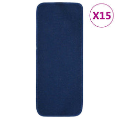 vidaXL Stair Mat | Set of 15 | Navy Blue | 100% Polypropylene | 25 x 60 cm 1