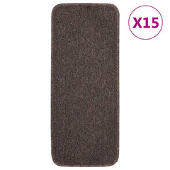 vidaXL Stair Mat | Set of 15 | Brown | 100% PP | 25 x 60 cm | Non-slip 1
