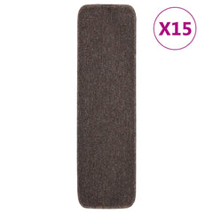 vidaXL Stair Mat | Set of 15 | Brown | 100% PP | 75 x 20 cm | Stair Mat 1