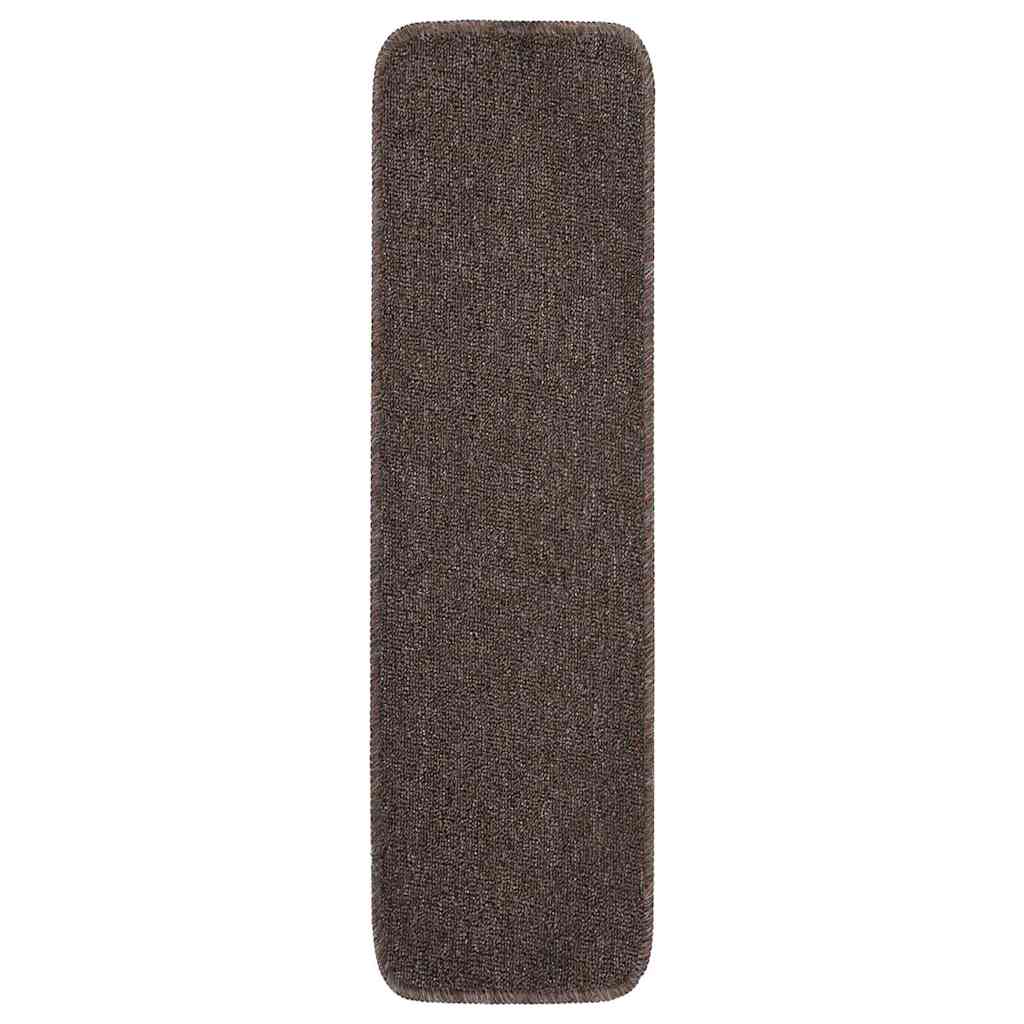 vidaXL Stair Mat | Set of 15 | Brown | 100% PP | 75 x 20 cm | Stair Mat 2
