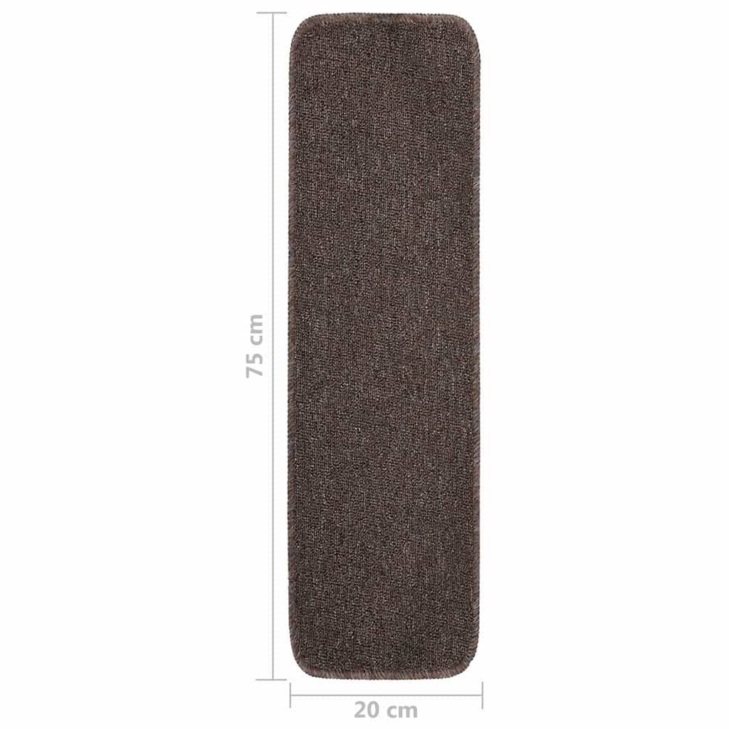 vidaXL Stair Mat | Set of 15 | Brown | 100% PP | 75 x 20 cm | Stair Mat 6